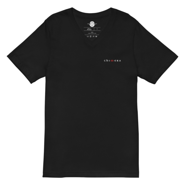 Men's Chimera Pro V-Neck Black T-Shirt in Regular Fit with the logo elegantly placed on the left chest, combining sleek design with professional appeal for a versatile wardrobe staple.