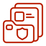 Icon depicting red-lined documents, symbolizing the introduction of the website's cookie and privacy policy.